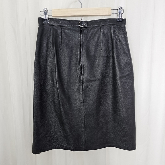 Vintage Emilio Dinara black leather pencil skirt 8 - Picture 4 of 10